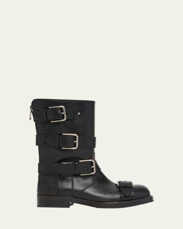 Leather Buckle Boots